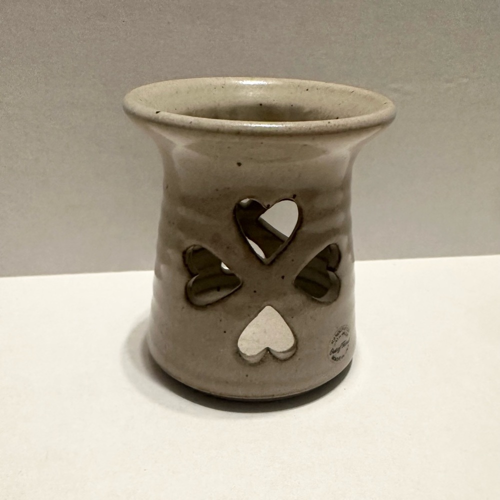 Heart Cutout Studio Pottery Candle Holder